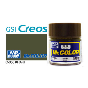 Gunze C055 Mr. Color Flat Khaki Solvent Based Acrylic Paint 10mL