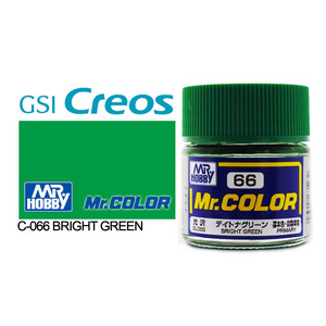 Gunze C066 Mr. Color Gloss Bright Green Solvent Based Acrylic Paint 10mL
