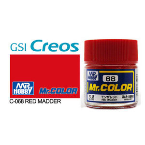 Gunze C068 Mr. Color Gloss Madder Red Solvent Based Acrylic Paint 10mL