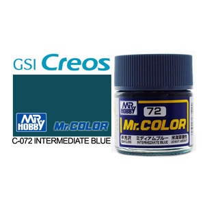 Gunze C072 Mr. Color Semi Gloss Intermediate Blue Solvent Based Acrylic Paint 10mL