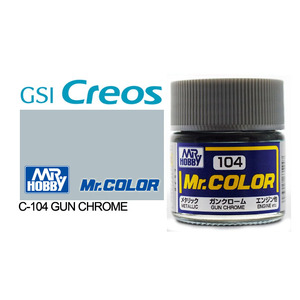Gunze C104 Mr. Color Metallic Gloss Gun Chrome Solvent Based Acrylic Paint 10mL