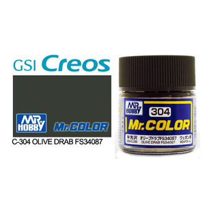 Gunze C304 Mr. Color Semi Gloss Olive Drab FS34087 Solvent Based Acrylic Paint 10mL