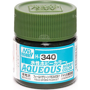 H340 Aqueous Field Green Acrylic Paint Semi Gloss 10ml