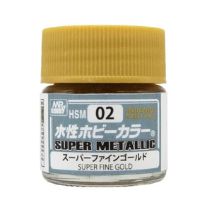 Mr Hobby HSM02 Aqueous Super Metallic Fine Gold Acrylic Paint 10mL