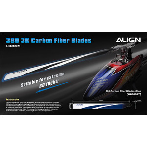 ALIGN TREX HD380B 380mm Carbon Fiber Blades - Blue