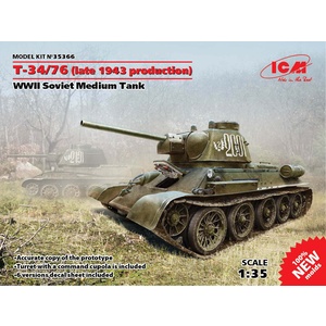 ICM 35366 Т-34/76 (Late 1943 Prod.) WWII Soviet Medium Tank 1/35  35366