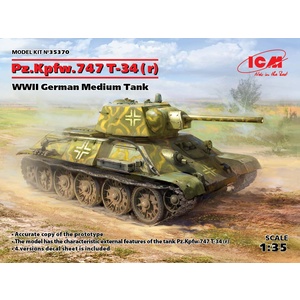 ICM 35370 PZ.KPFW. 747 T-34 (R), World War II German Medium Tank 1/35 35370