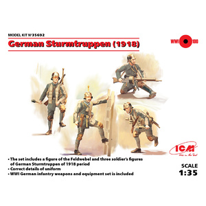 ICM 35692 - 1/35 German Sturmtruppen (1918), WWI, (4 figures), 1/35 Scale  35692