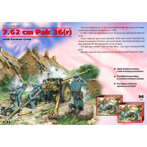 ICM 35801, 7,62 CM PAK 36 (R) With German Crew, (4 figures) 1/35 Scale  35801