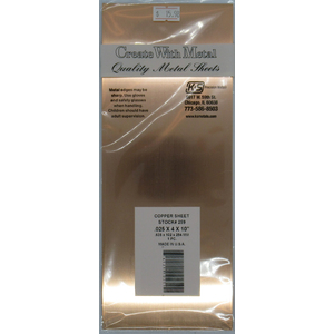 KS259 Copper Flat Sheet: 0.025" Thick x 4" Width x 10" Long (1pc)