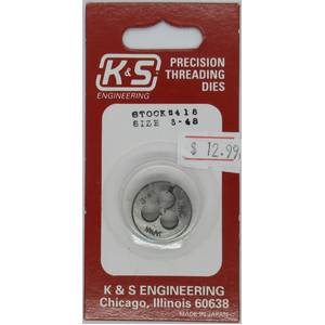 KS418 Threading Die 3-48 Size