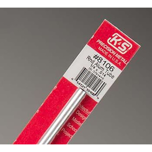 KS8106 Round Aluminum Tube: 1/4" OD x 0.014" Wall x 12" Long (1pc)
