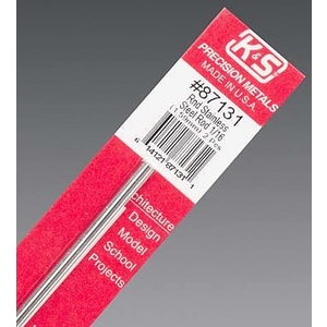 KS87131 Round Stainless Steel Rod: 1/16" OD x 12" Long (2pcs)