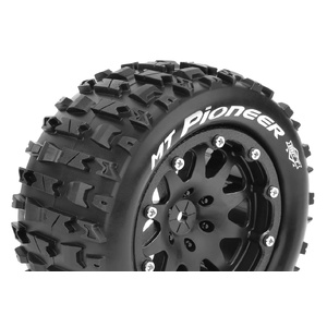 Louise RC L-T3308SB MT-Pioneer 1/10 Monster Truck Tyres Mounted on 2.8in Black Bead-Lock Wheels, 12mm Hex, 0 Offset, Sport Compound