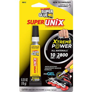 Super Glue 90015-12 SUPERUNIX Universal Instant Xtreme Adhesive, 10 g, Clear 