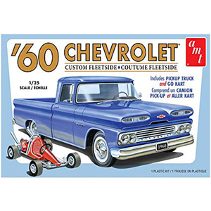 AMT 1063 1960 Chevy Fleetside Pickup with Go Kart 2T 1/25 Plastic Scale Model Car Kit