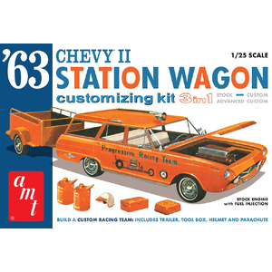 AMT 1201 1963 Chevy II Station Wagon w/ Trailer 1:25 Scale Model Plastic Kit