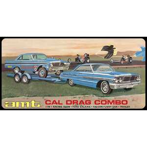 AMT 1223 Cal Drag Combo 1964 Galaxie, AWB Falcon & Trailer 1/25 Scale Model Plastic Kit