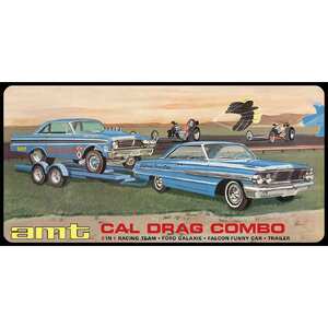 AMT 1223 Cal Drag Combo 1964 Galaxie, AWB Falcon & Trailer 1:25 Scale Model Plastic Kit