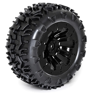 River Hobby 10138B Mounted Wheel/Tyre Complete Pair, Black (FTX-6310B)