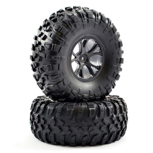 River Hobby 10687B Mounted Wheel/Tyre Complete Pair, Black (FTX-8335B)