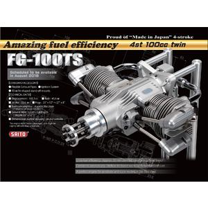 Saito FG100TS 4C, Twin, Gas/Petrol , Ignition, and Mount