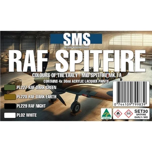 SMS SET30 RAF Spitfire Mk.1a (Early/Mid) Acrylic Lacquer Paint Colour Set