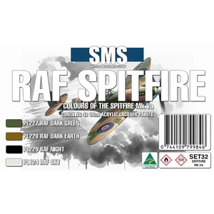 SMS SET32 RAF Spitfire Mk.Va Colour Acrylic Lacquer Paint Set