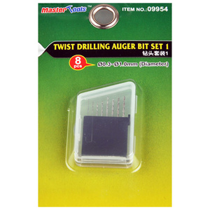 Trumpeter Twist Drilling Auger (Pin Vice) Bit set 1 (8pc) 0.3mm - 1mm  09954