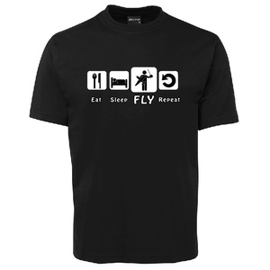 T-Shirt Black Eat,Sleep,Fly,Repeat, RCMA