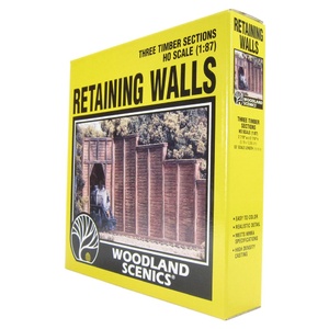 Timber Wing Wall, HO Scale Timber Retaining Walls, from Woodland Scenics. (3pc) #C1260