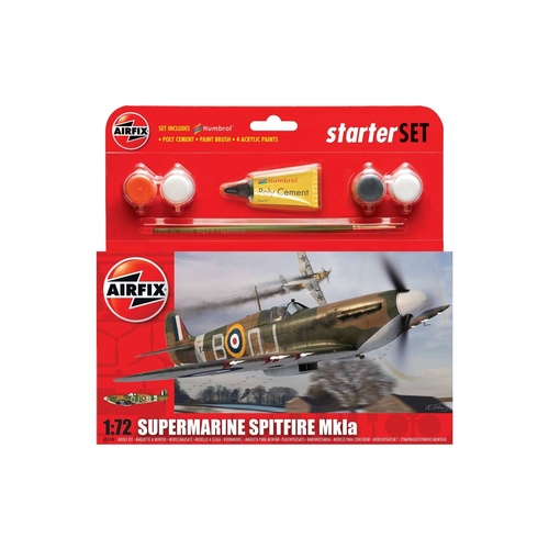Airfix 1:72 Airplane Model Kit Supermarine Spitfire Mkla #A55100 Starter Set
