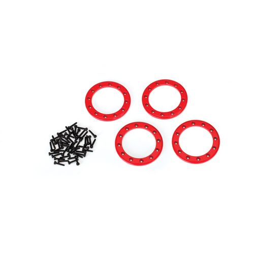 Beadlock rings, red (1.9") (aluminum) (4)/ 2x10 CS (48) 8169R TRAXXAS