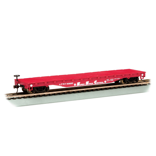 Bachmann HO Scale 52′ Flat Car Santa Fe Silver Series Rolling Stock