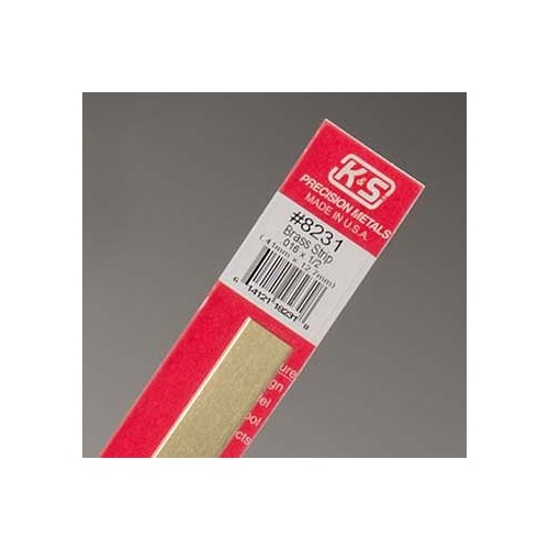 KS8231 Brass Strip 0.016" Thick x 1/2" Wide x 12" Long (1pc) RCMA